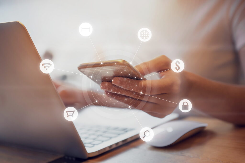 woman clicks mobile phone link ppc campaign management