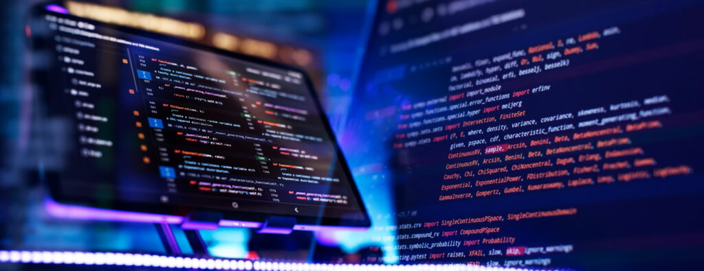 The 2025 AEO Playbook for Law Firms 2 Coding script text on screen. Notebook closeup photo.