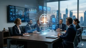 lawyers meeting in modern law office adapting to ai search visibility and digital marketing changes